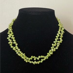 Elegant Green Freshwater pearl 2 row, strand necklace
